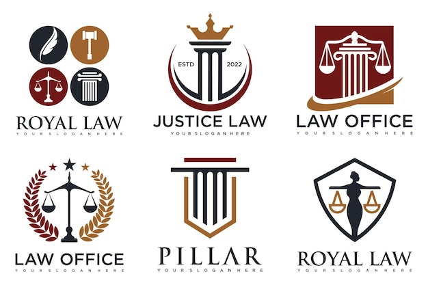 Diseño del logotipo del conjunto de iconos de abogados con estilo de elemento creativo