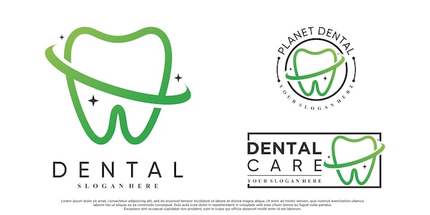 Diseño de logotipo de conjunto de iconos dentales con elemento creativo vector premium