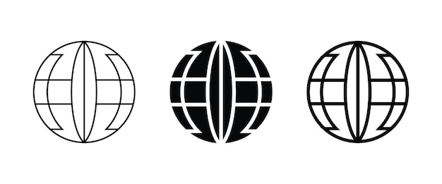 Diseño del logotipo del conjunto de iconos del globo Línea de forma del icono del mundo