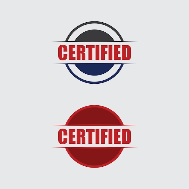 Diseño del logotipo del conjunto de sellos de goma certificados Auténtico certificado verificado y logotipo de sello de icono para la marca
