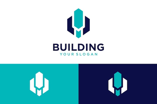 Diseño de logotipo de construcción con arquitectura