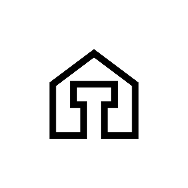 diseño del logotipo de la construcción de la casa con la letra t