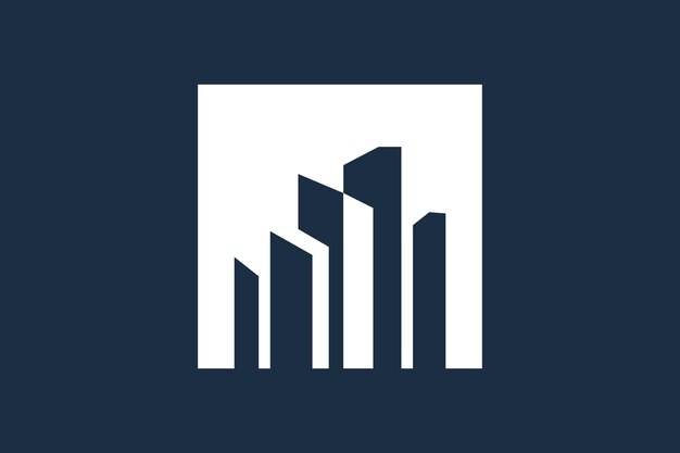 Diseño de logotipo de construcción con concepto creativo de estilo único Vector Premium