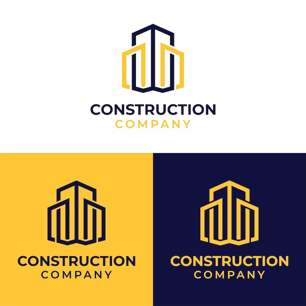 Diseño de logotipo de construcción para un edificio de estilo de línea minimalista