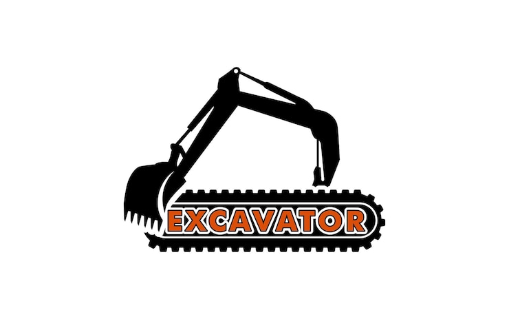 Vector diseño de logotipo de construcción de excavadora elemento de logotipo de excavadora trabajo de equipo pesado