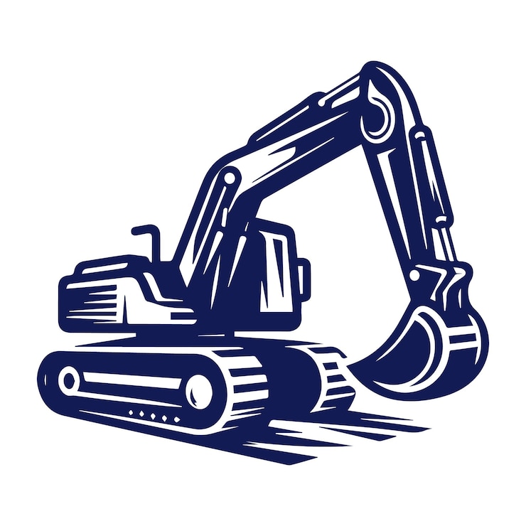 Vector diseño del logotipo de la construcción de la excavadora