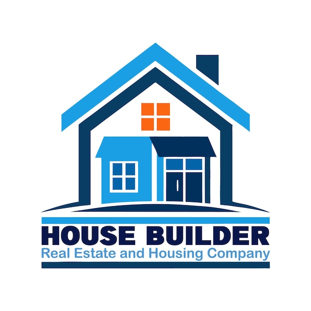 Diseño de logotipo de constructor de casas para empresas inmobiliarias y de vivienda Ilustración vectorial
