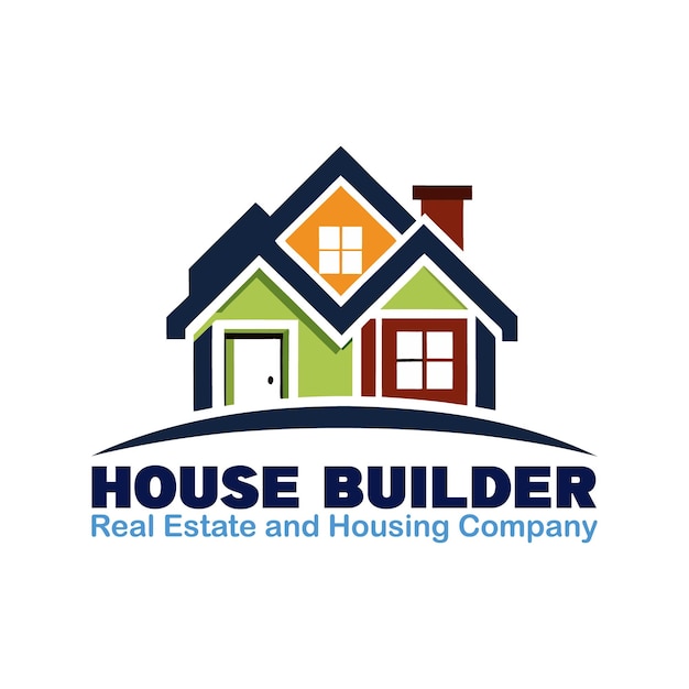 Diseño de logotipo de constructor de casas para empresas inmobiliarias y de vivienda Ilustración vectorial