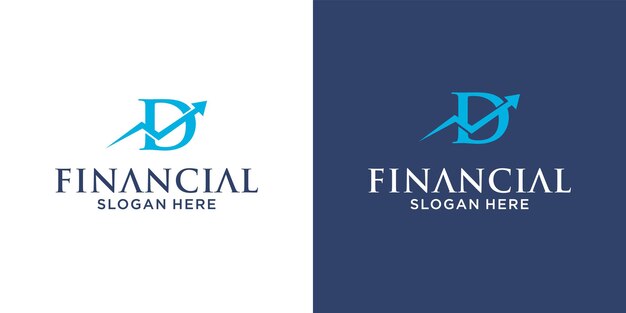 Diseño de logotipo de contabilidad financiera letra D