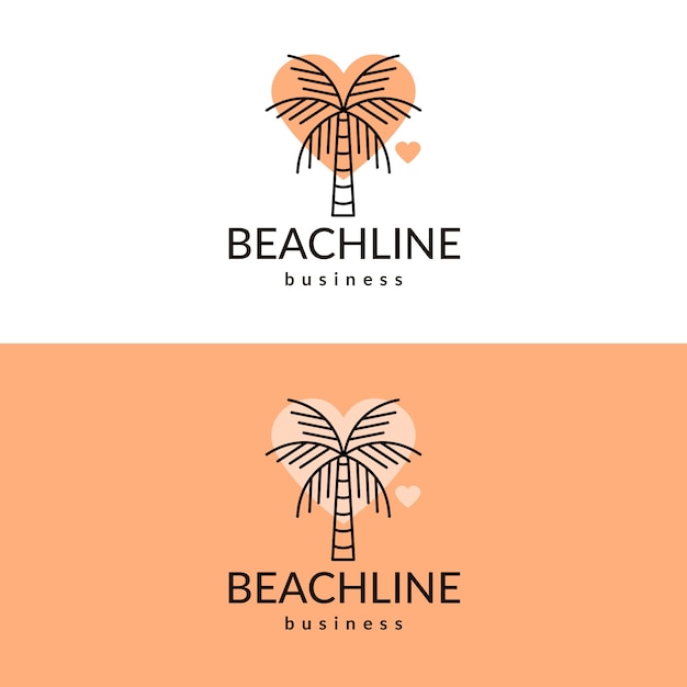 Vector diseño de logotipo de corazón de palmera