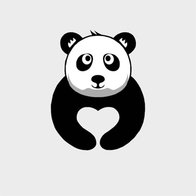 Diseño del logotipo del corazón del panda