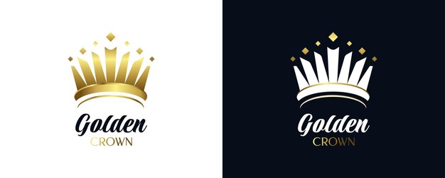 Diseño de logotipo de corona dorada de lujo Logotipo o icono de corona de rey o reina real Ilustración de vector de diadema elegante