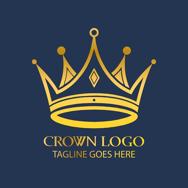Diseño del logotipo de la corona con elementos dorados