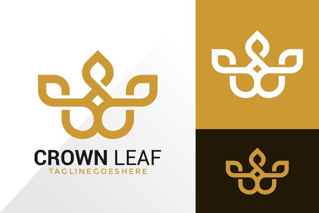 Diseño del logotipo de la corona y la hoja Diseños creativos de logotipos Concepto para plantilla