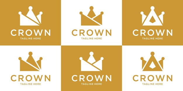 Diseño de logotipo corona plantilla moderna oro abstracto