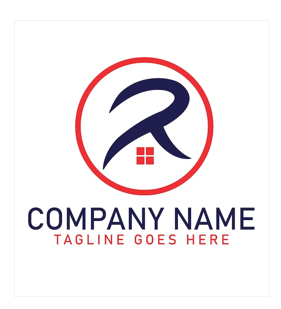 Diseño del logotipo corporativo vector R para el desarrollador o la construcción de viviendas inmobiliarias