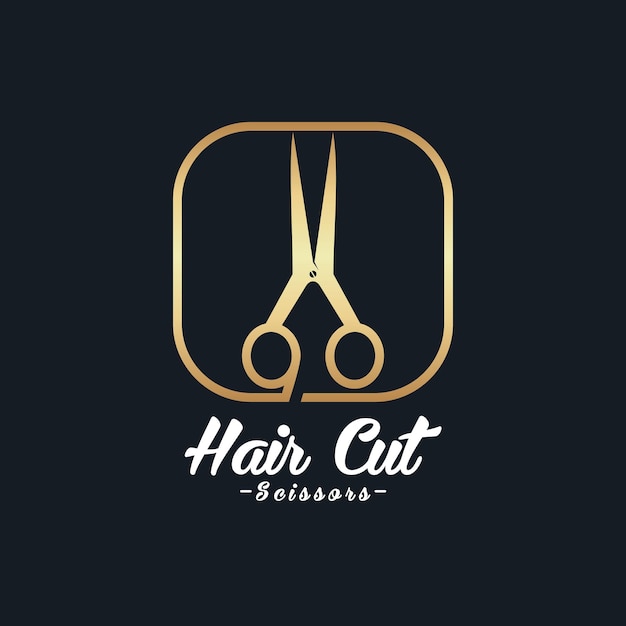 Diseño de logotipo de corte de cabello para salón de belleza femenino con tijeras para el cabello