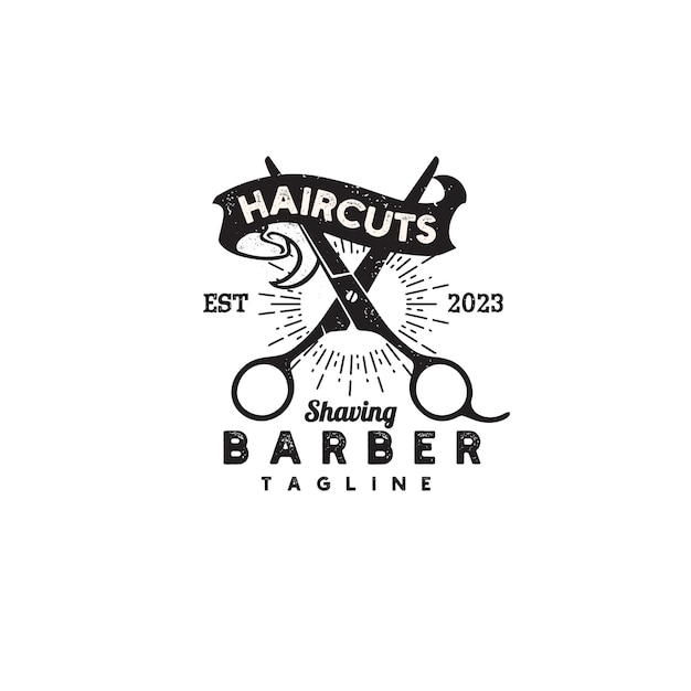 diseño de logotipo de corte de pelo de barbería vintage ilustración de plantilla vectorial