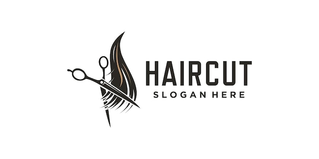 Diseño de logotipo de corte de pelo con una idea de estilo moderno y único