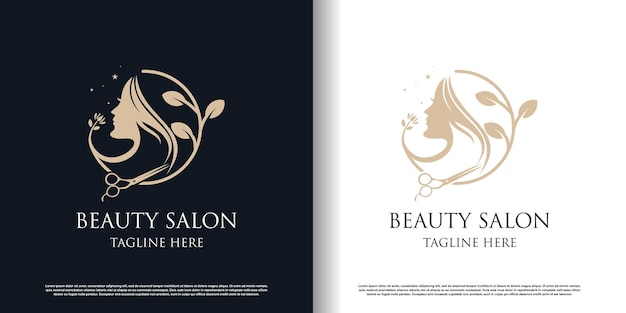 Vector diseño de logotipo de corte de pelo para la moda con concepto creativo de vector premium