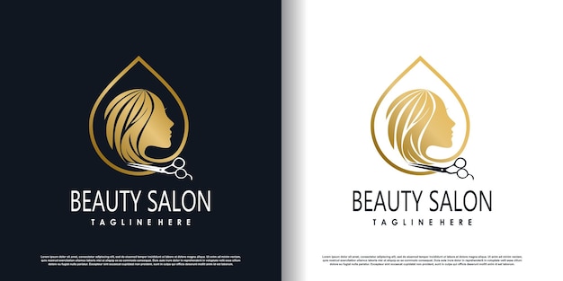 Diseño de logotipo de corte de pelo para moda con vector premium de concepto creativo