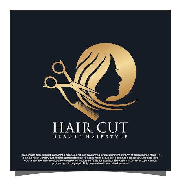 Diseño de logotipo de corte de pelo Vector Premium