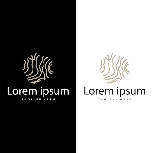 Diseño de logotipo de corteza de árbol Vector textura de madera simple Símbolo de ilustración de corteza