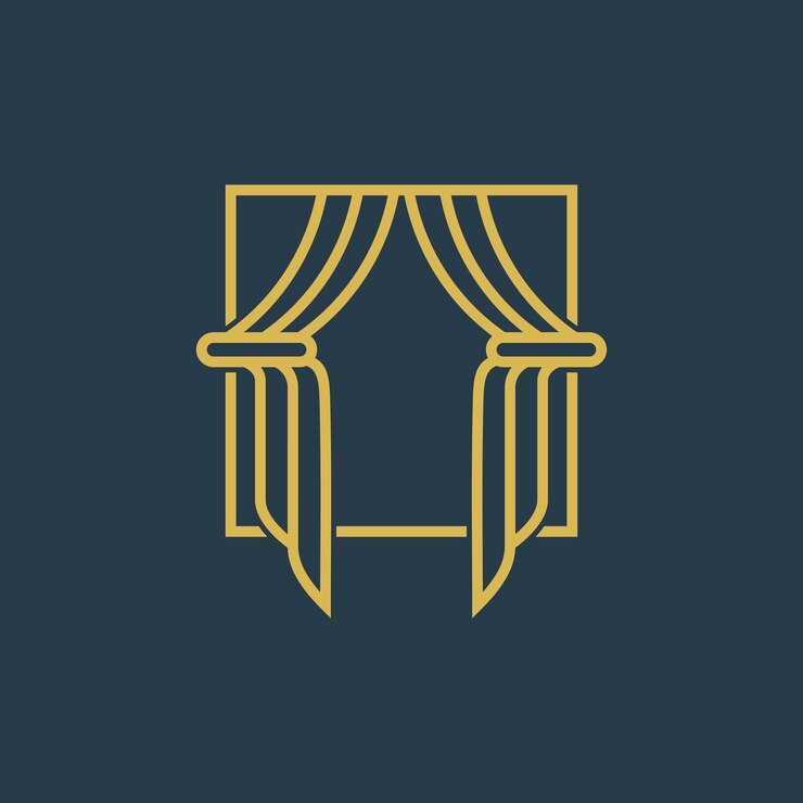Diseño de logotipo de cortina con concepto moderno.