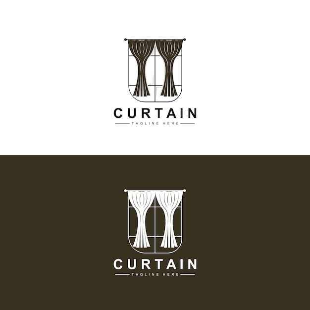 Diseño de logotipo de cortina de hogar y exposición Ilustración de vector de decoración de edificio