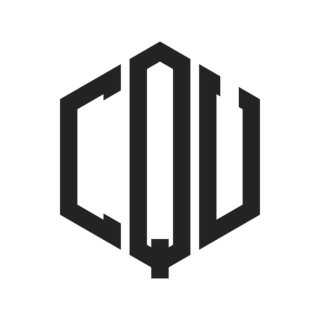 Diseño del logotipo CQU Letra inicial CQU Monograma Logotipo con forma de hexágono