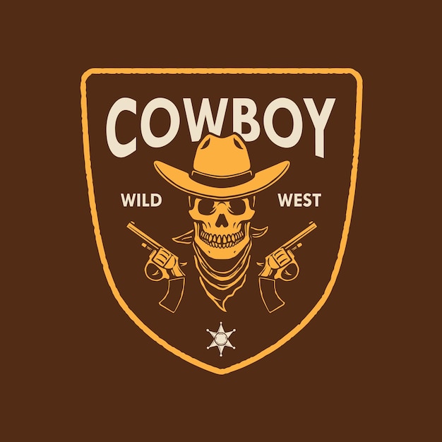 Diseño de logotipo cráneo cowboy