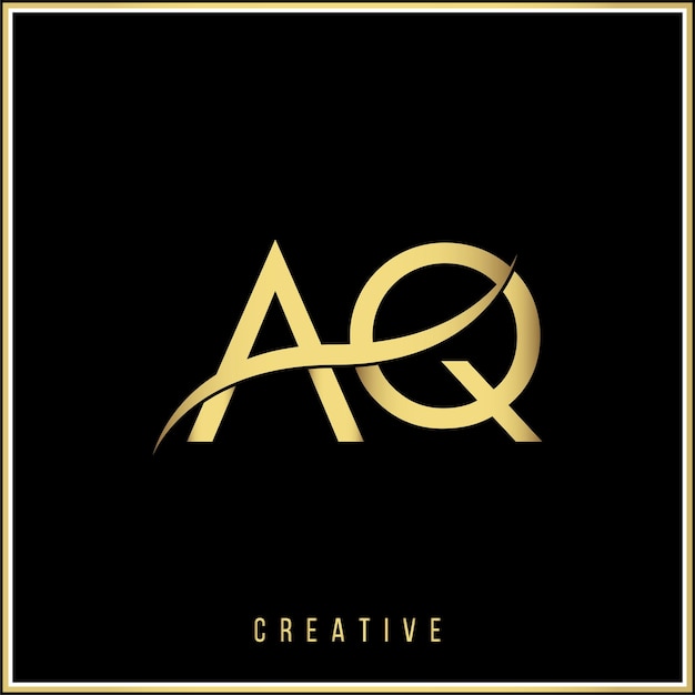 El diseño del logotipo de Creative AQ Golden Latter es el logotipo de Minimal Latter en el logotipo de ilustración vectorial de color dorado.