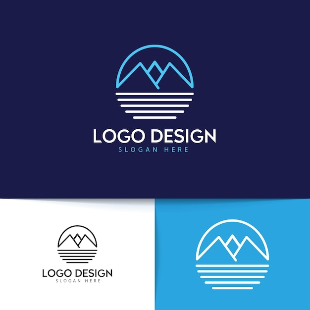 Diseño de logotipo de Creative Mountains con tres colores