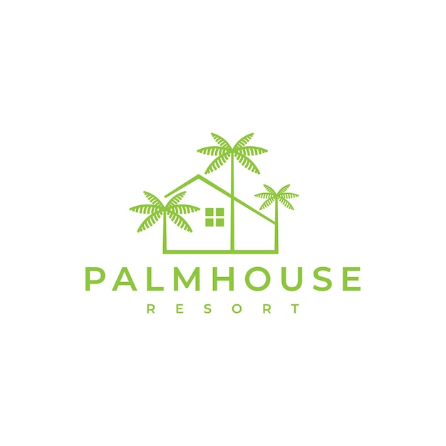 Diseño de logotipo creativo de la casa de palmeras.