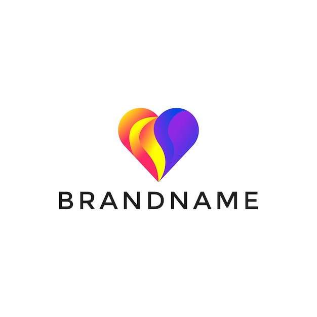 Diseño de logotipo creativo de degradado de corazón colorido