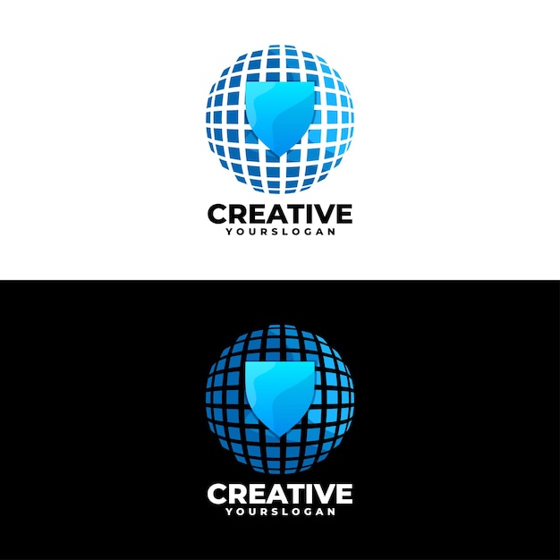 diseño de logotipo creativo de escudo de tierra colorido