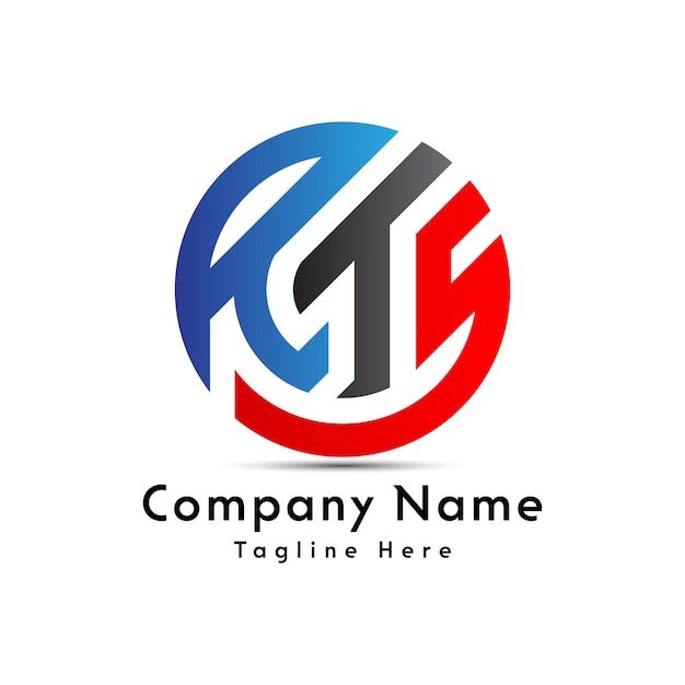 Diseño de logotipo creativo de forma redonda de letra RTS