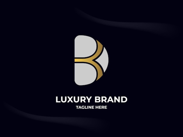 Diseño de logotipo creativo de lujo basado en forma de negocio b de color dorado abstracto moderno