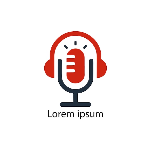 diseño de logotipo creativo con micrófono y auriculares