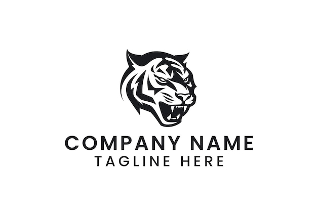 Diseño de logotipo creativo moderno minimalista con cabeza de tigre o león