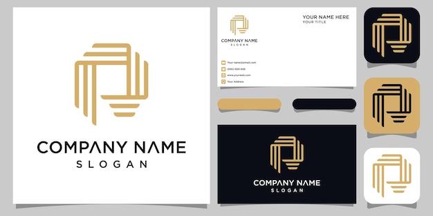 Diseño de logotipo creativo monograma letra p y tarjeta de visita