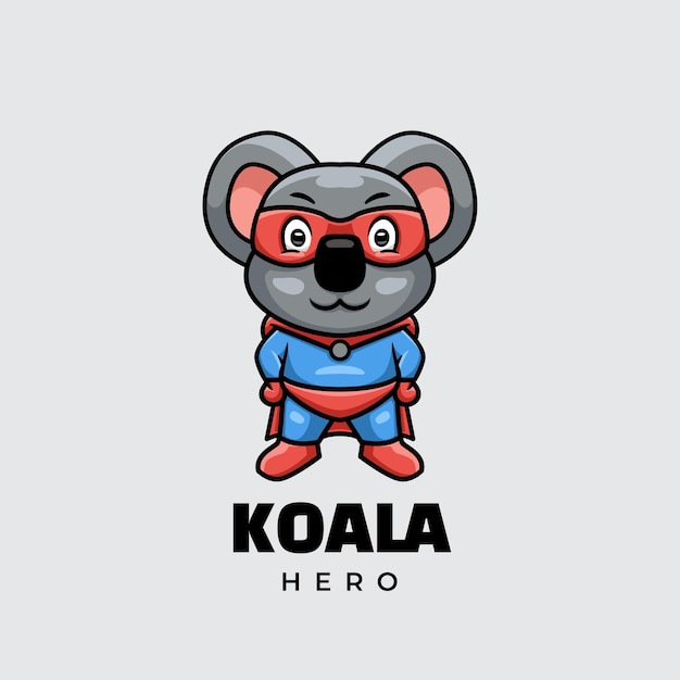 Diseño de logotipo creativo de personaje de dibujos animados de koala hero