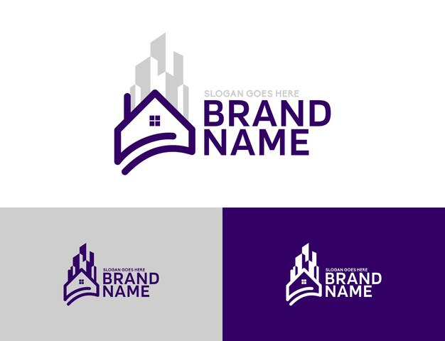 Diseño de logotipo creativo de propiedad y construcción.