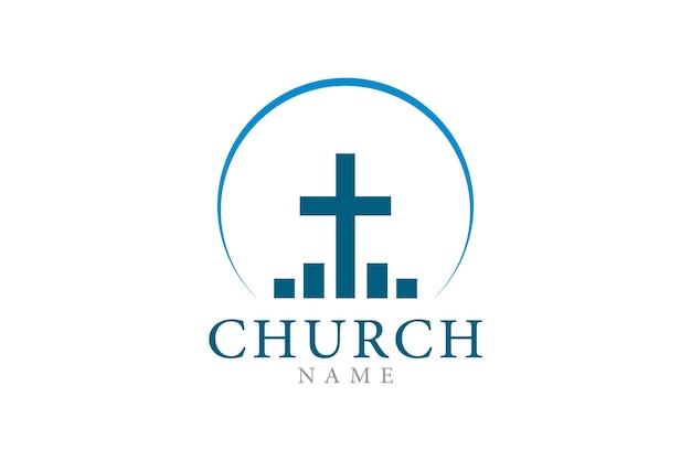 Diseño de logotipo cristiano de iglesia vectorial