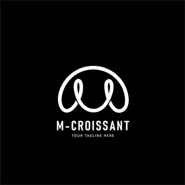 diseño de logotipo de croissant monograma m