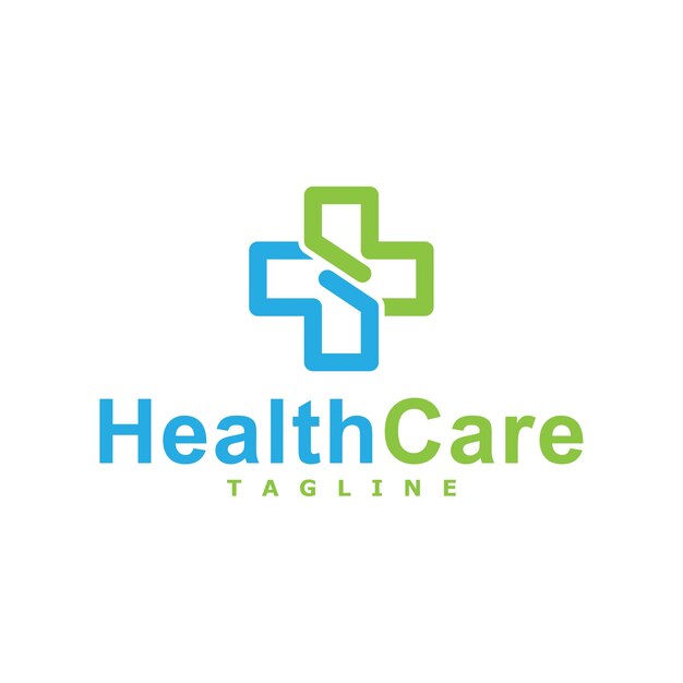 diseño de logotipo cruzado de cuidado de la salud