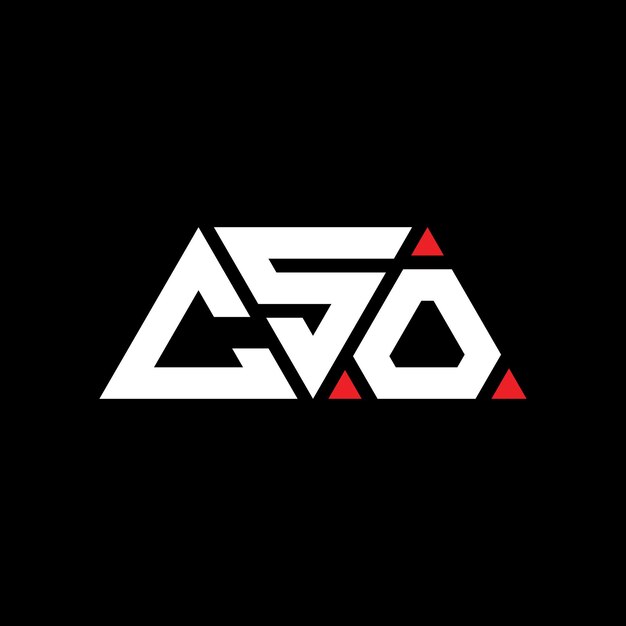 El diseño del logotipo de CSO triángulo con forma de triángulo, el diseño del monograma del logotipo del triángulo de CSO vectorial, la plantilla del logotipo con color rojo, el logotipo triangular de CSO, y el logotipo de la CSO elegante y lujoso.