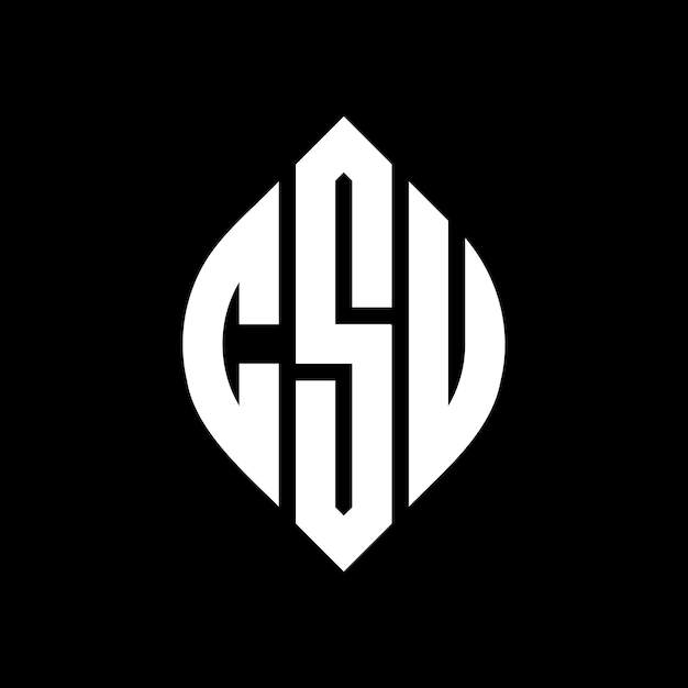 El diseño del logotipo de CSU con letras en círculo y forma de elipse CSU letras en elipse con estilo tipográfico Las tres iniciales forman un logotipo de círculo CSU emblema de círculo Monograma abstracto letra marca vector.