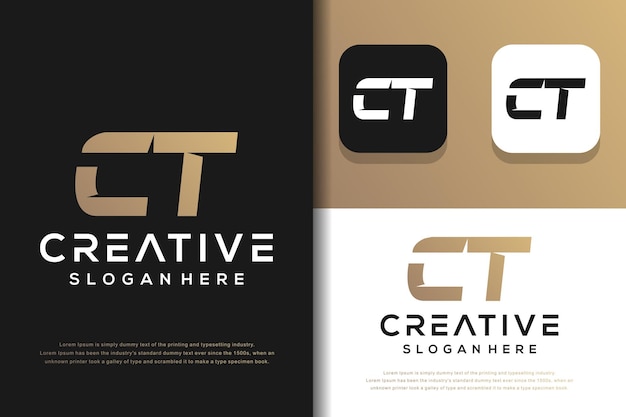 Diseño de logotipo CT de letra de monograma abstracto