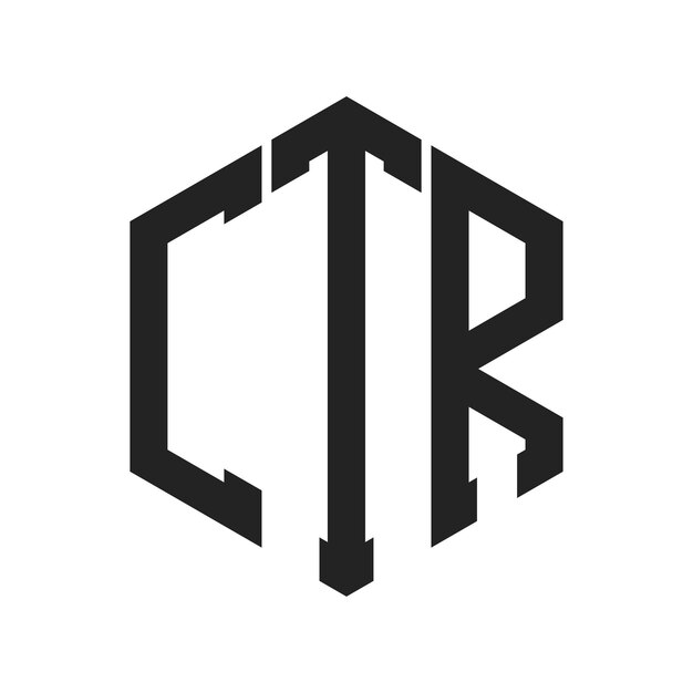 Diseño del logotipo CTR Letra inicial CTR Monograma Logotipo con forma de hexágono